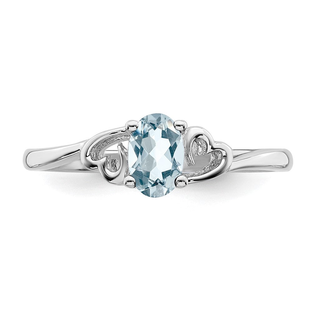 Sterlingsilber Rhodiniert Aquamarin Ring