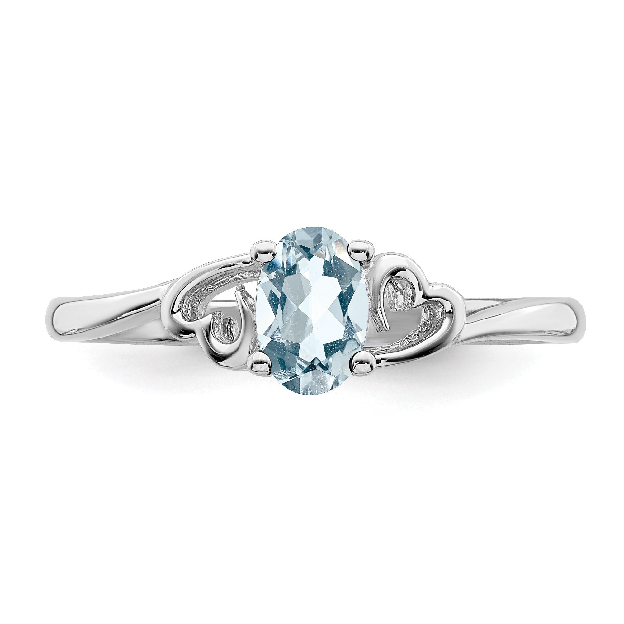 Sterlingsilber Rhodiniert Aquamarin Ring