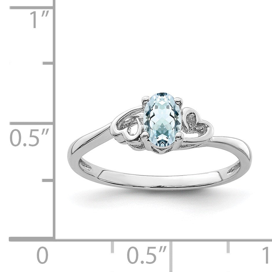 Sterlingsilber Rhodiniert Aquamarin Ring