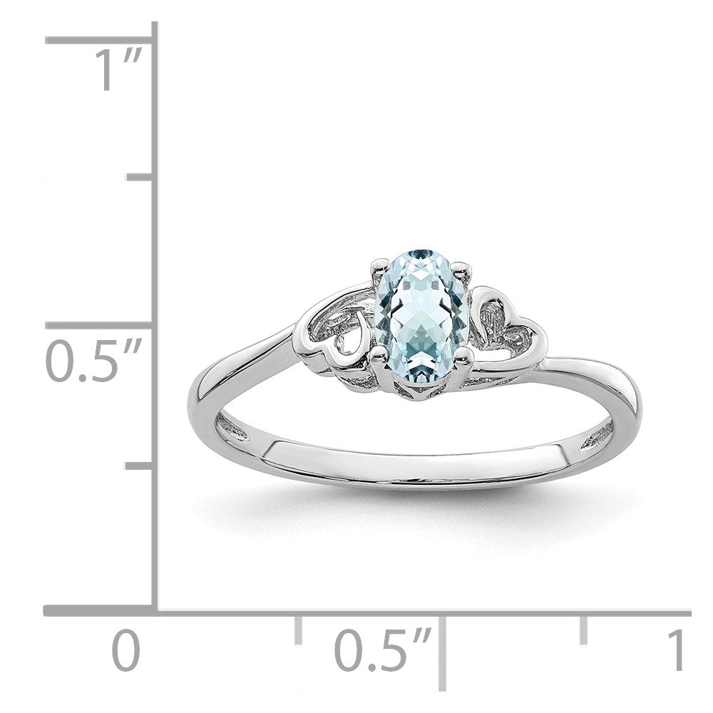 Sterlingsilber Rhodiniert Aquamarin Ring