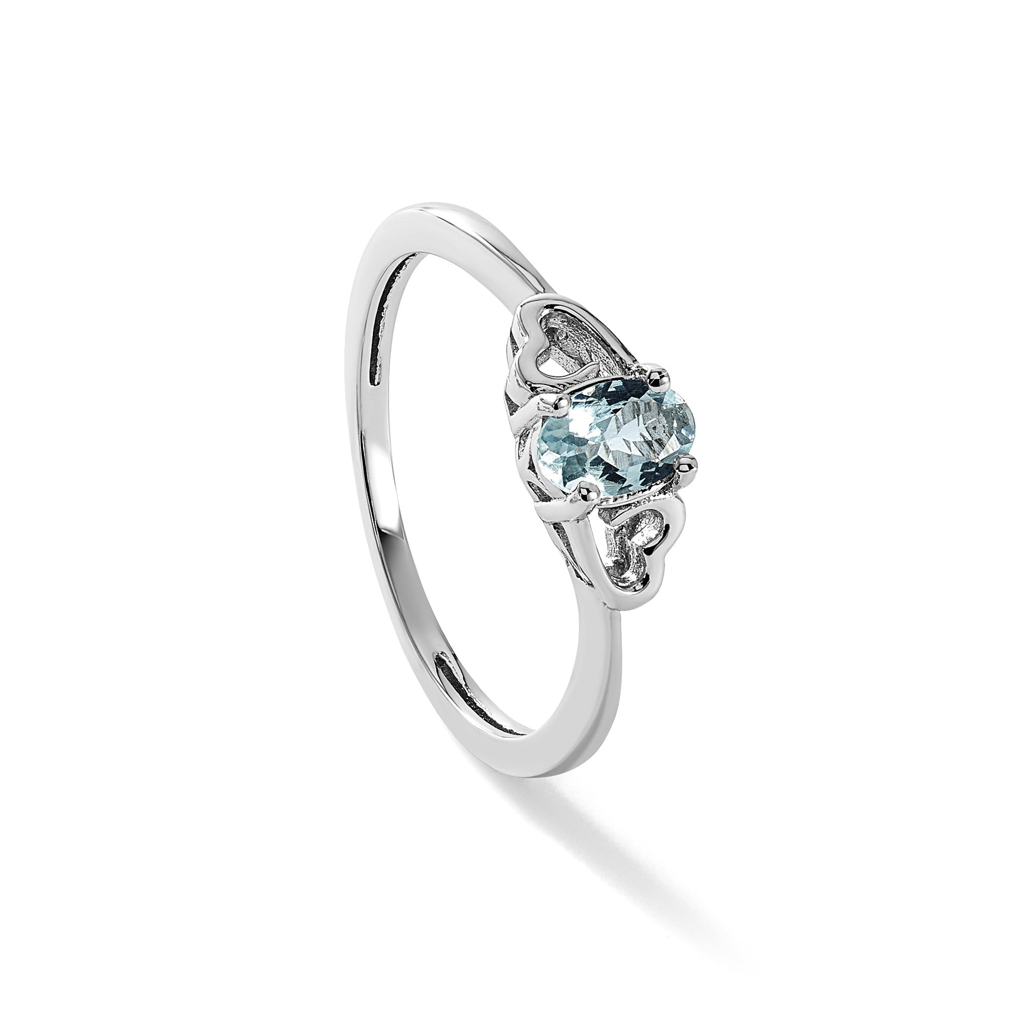 Sterlingsilber Rhodiniert Aquamarin Ring
