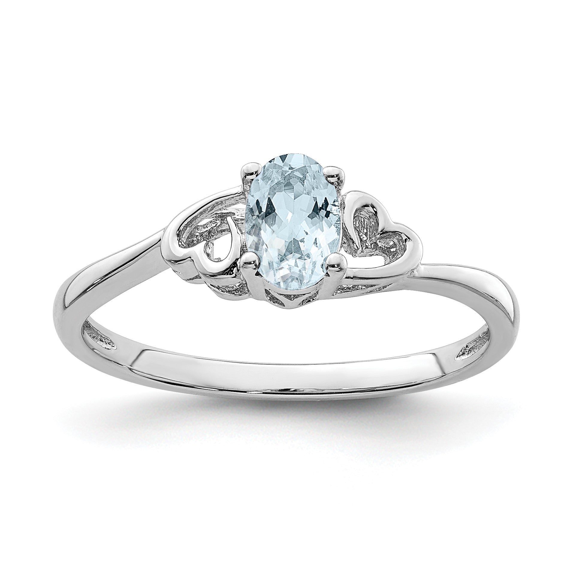 Sterlingsilber Rhodiniert Aquamarin Ring
