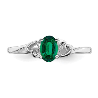 Sterlingsilber Rhodiniert Erzeugt Smaragd Ring