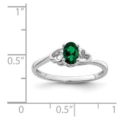 Sterlingsilber Rhodiniert Erzeugt Smaragd Ring