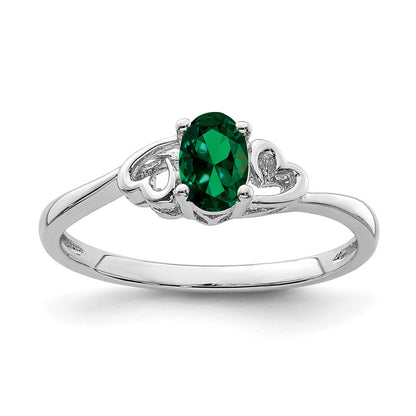Sterlingsilber Rhodiniert Erzeugt Smaragd Ring