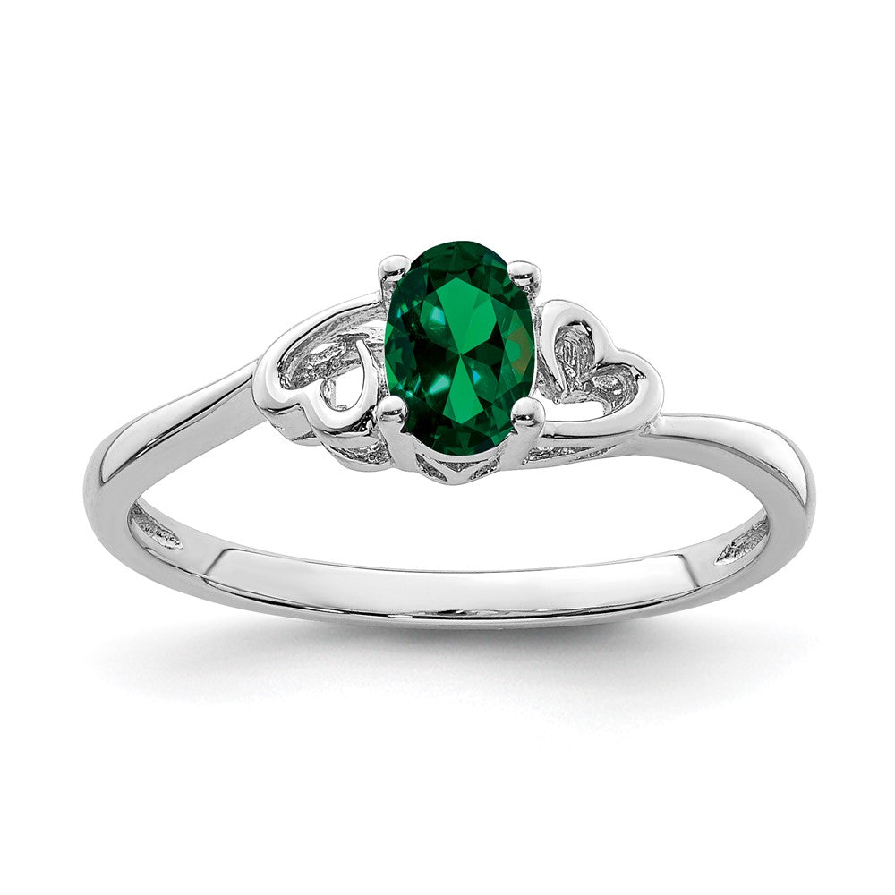 Sterlingsilber Rhodiniert Erzeugt Smaragd Ring