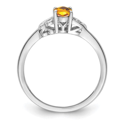 Sterlingsilber Rhodiniert Citrin Ring