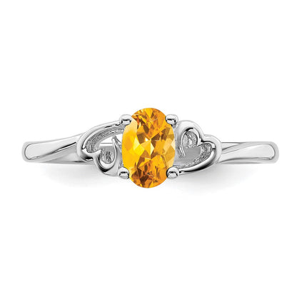 Sterlingsilber Rhodiniert Citrin Ring
