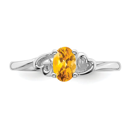 Sterlingsilber Rhodiniert Citrin Ring