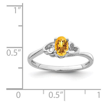 Sterlingsilber Rhodiniert Citrin Ring
