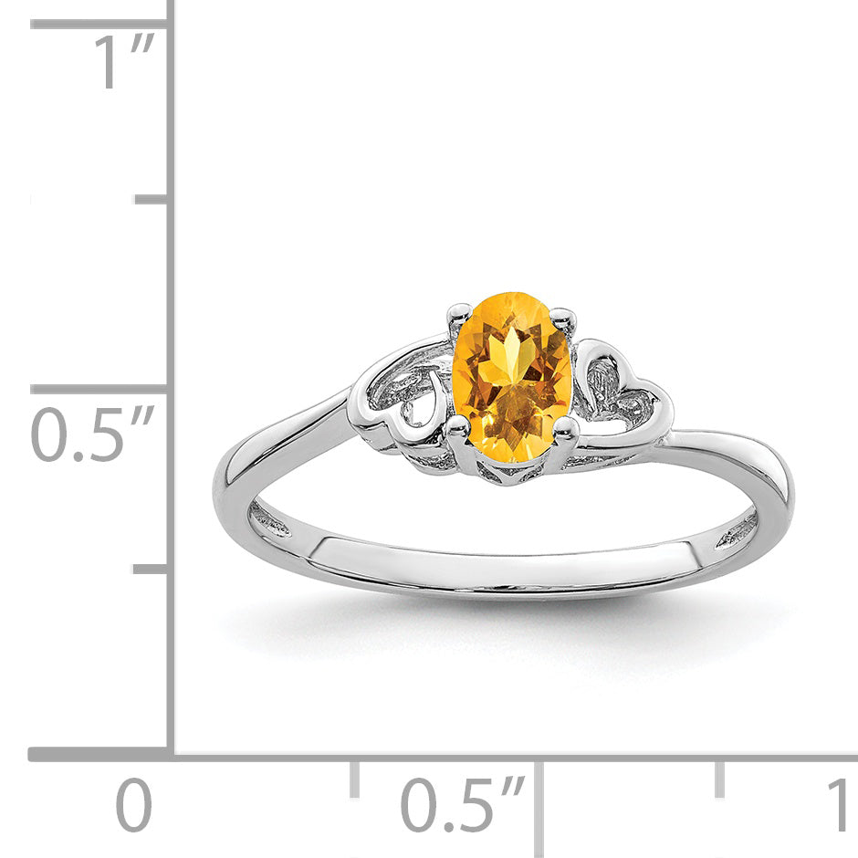 Sterlingsilber Rhodiniert Citrin Ring