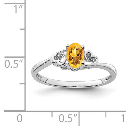 Sterlingsilber Rhodiniert Citrin Ring