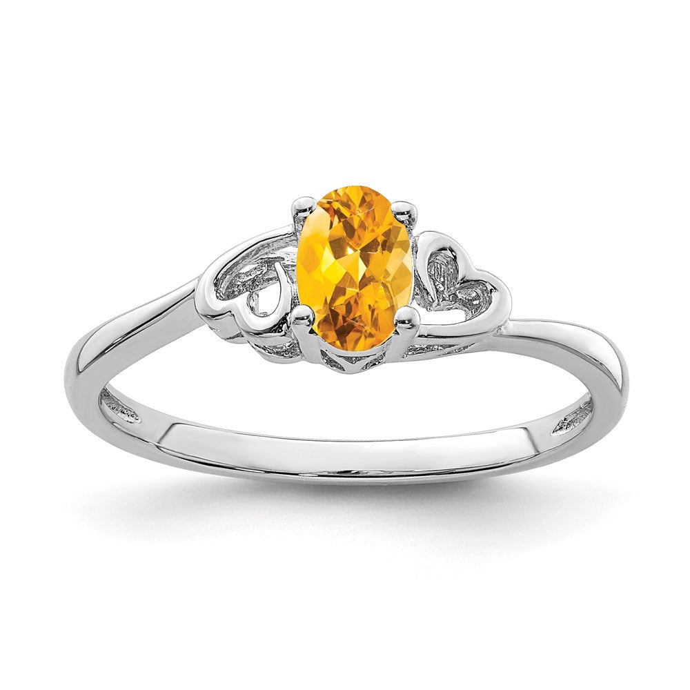 Sterlingsilber Rhodiniert Citrin Ring