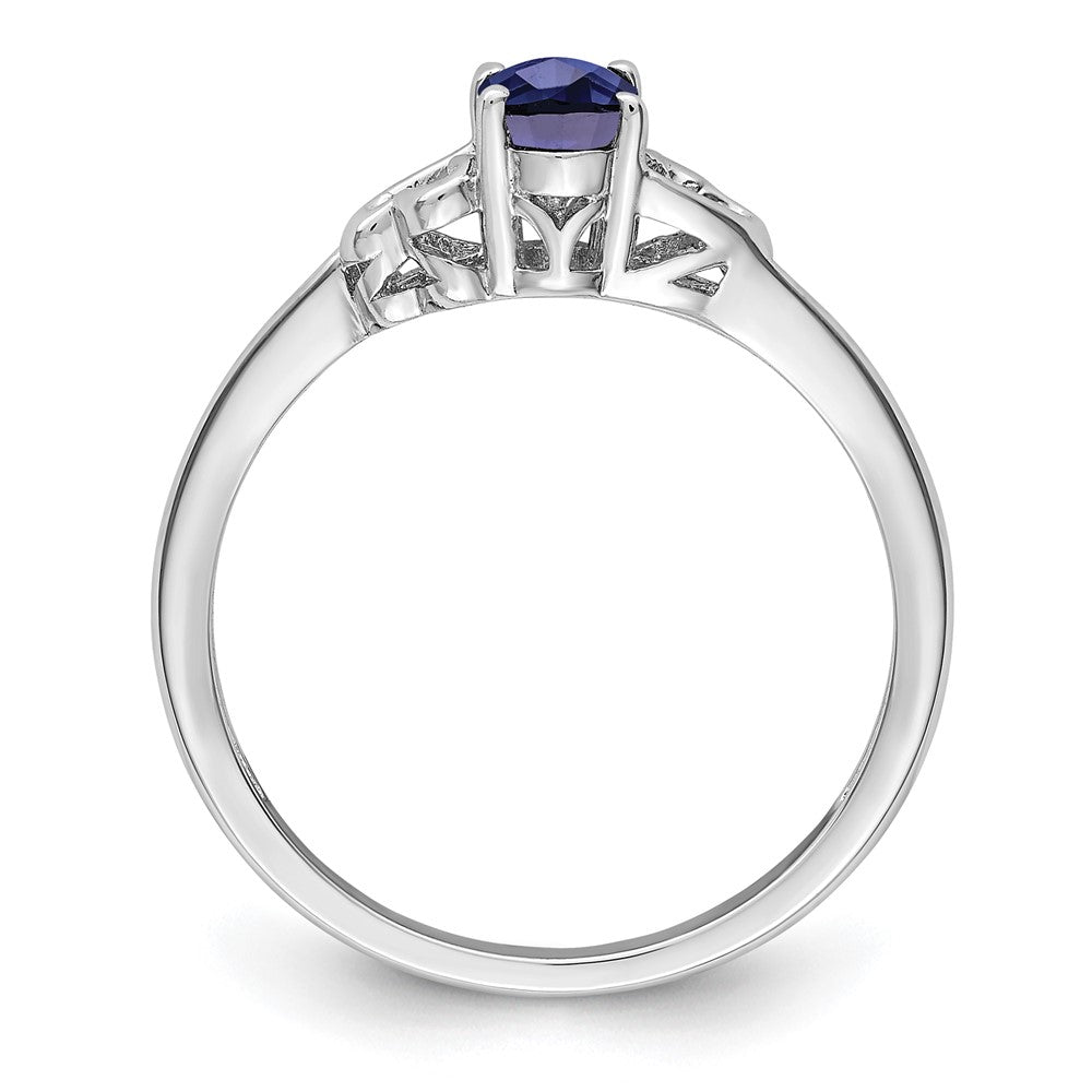 Sterlingsilber Rhodiniert Erzeugt Saphir Ring