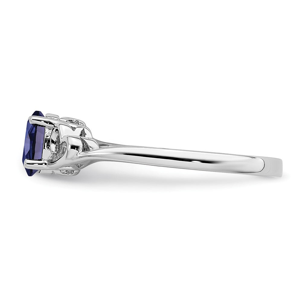 Sterlingsilber Rhodiniert Erzeugt Saphir Ring