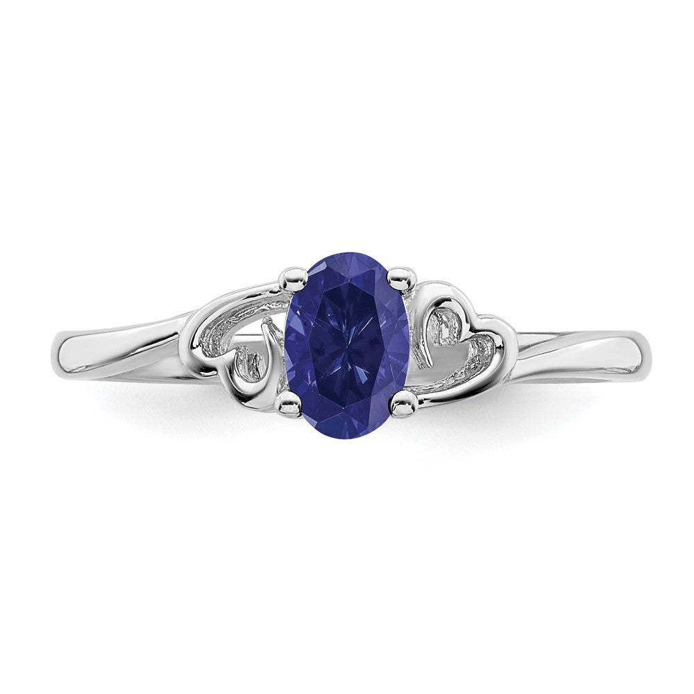Sterlingsilber Rhodiniert Erzeugt Saphir Ring