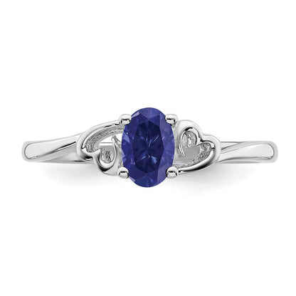 Sterlingsilber Rhodiniert Erzeugt Saphir Ring
