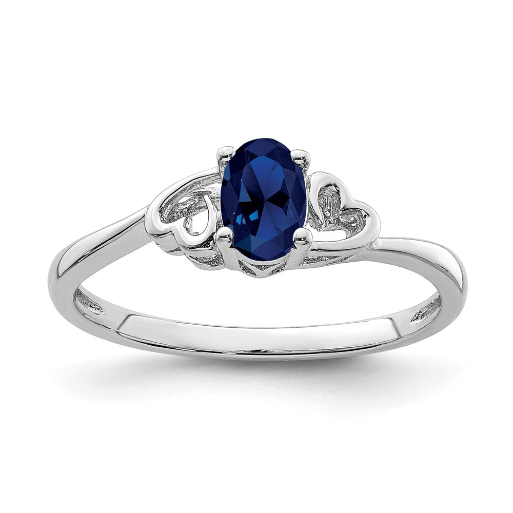Sterlingsilber Rhodiniert Erzeugt Saphir Ring