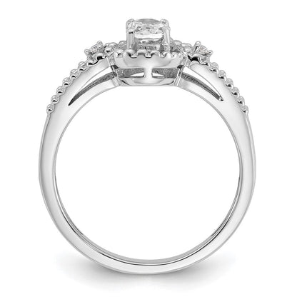 Sterlingsilber Rhodiniert Weiß Topas & Diamant. Ring