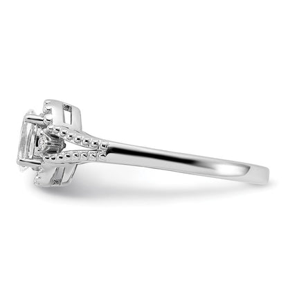 Sterlingsilber Rhodiniert Weiß Topas & Diamant. Ring