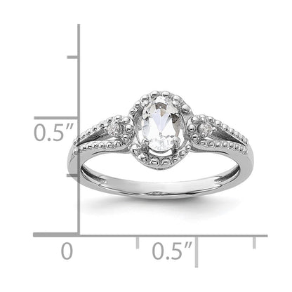 Sterlingsilber Rhodiniert Weiß Topas & Diamant. Ring
