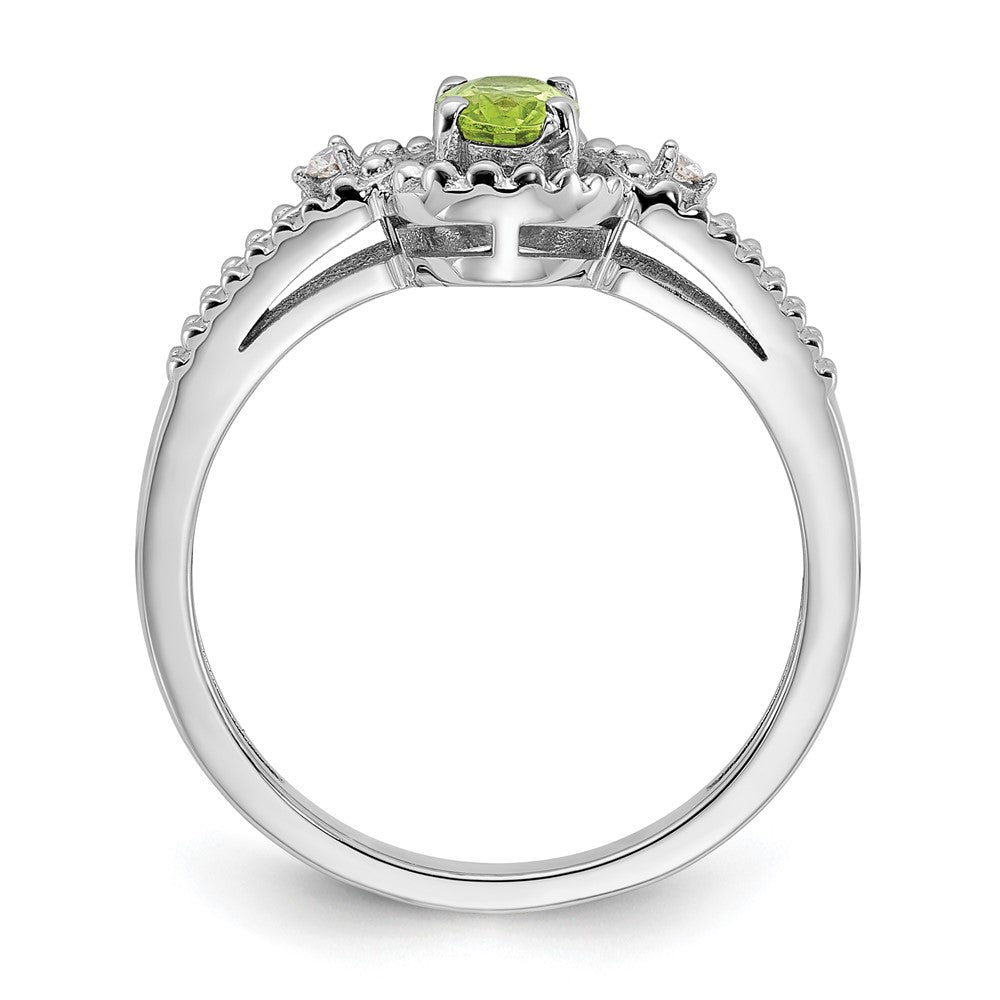 Sterlingsilber Rhodiniert Peridot & Diamant. Ring