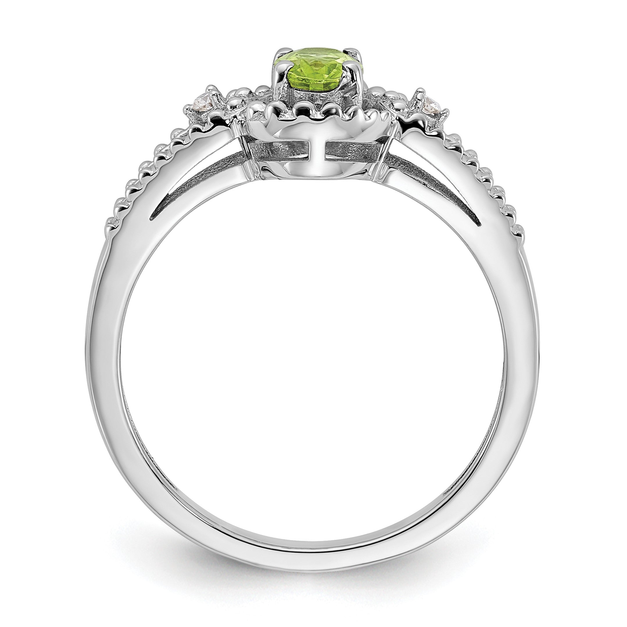 Sterlingsilber Rhodiniert Peridot & Diamant. Ring