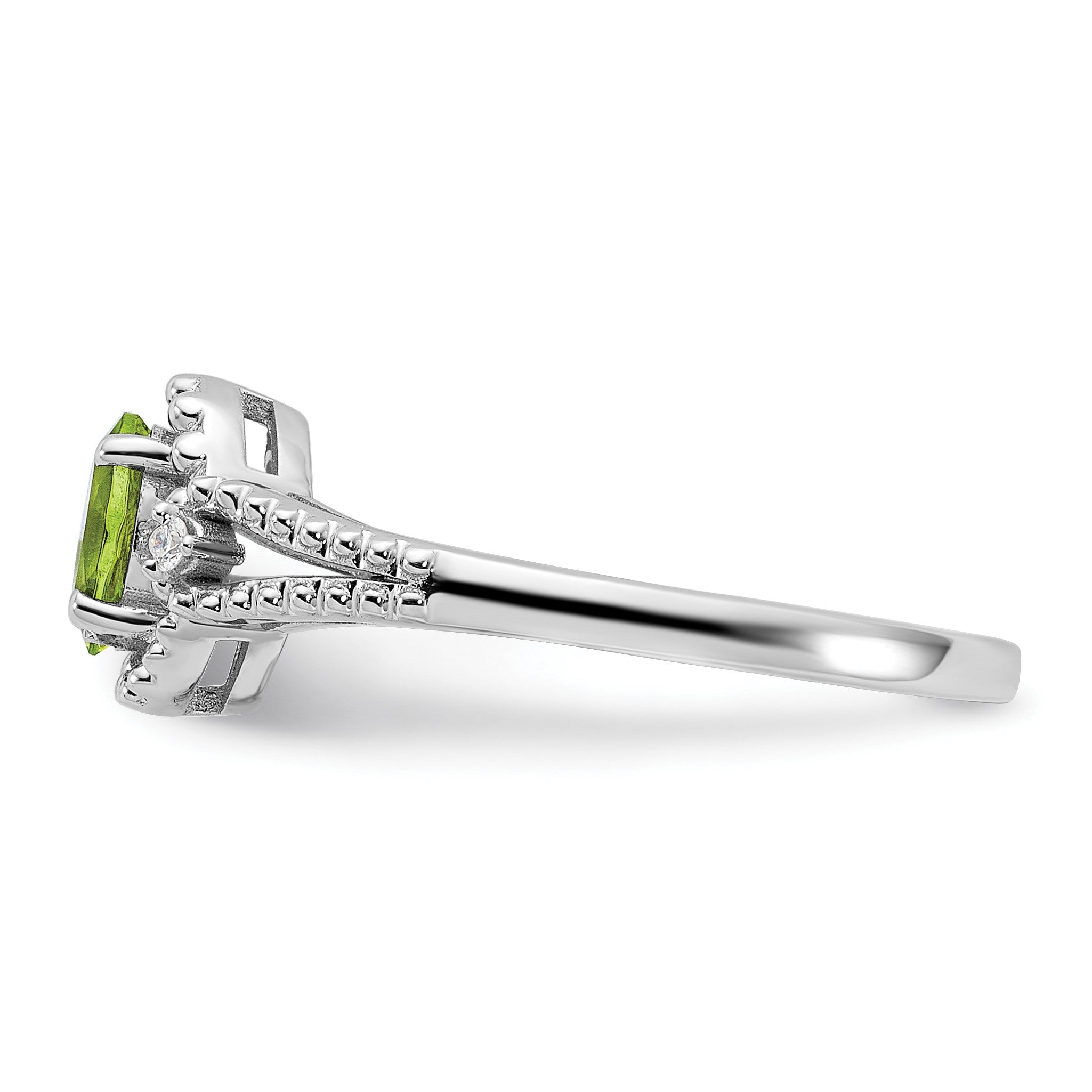 Sterlingsilber Rhodiniert Peridot & Diamant. Ring