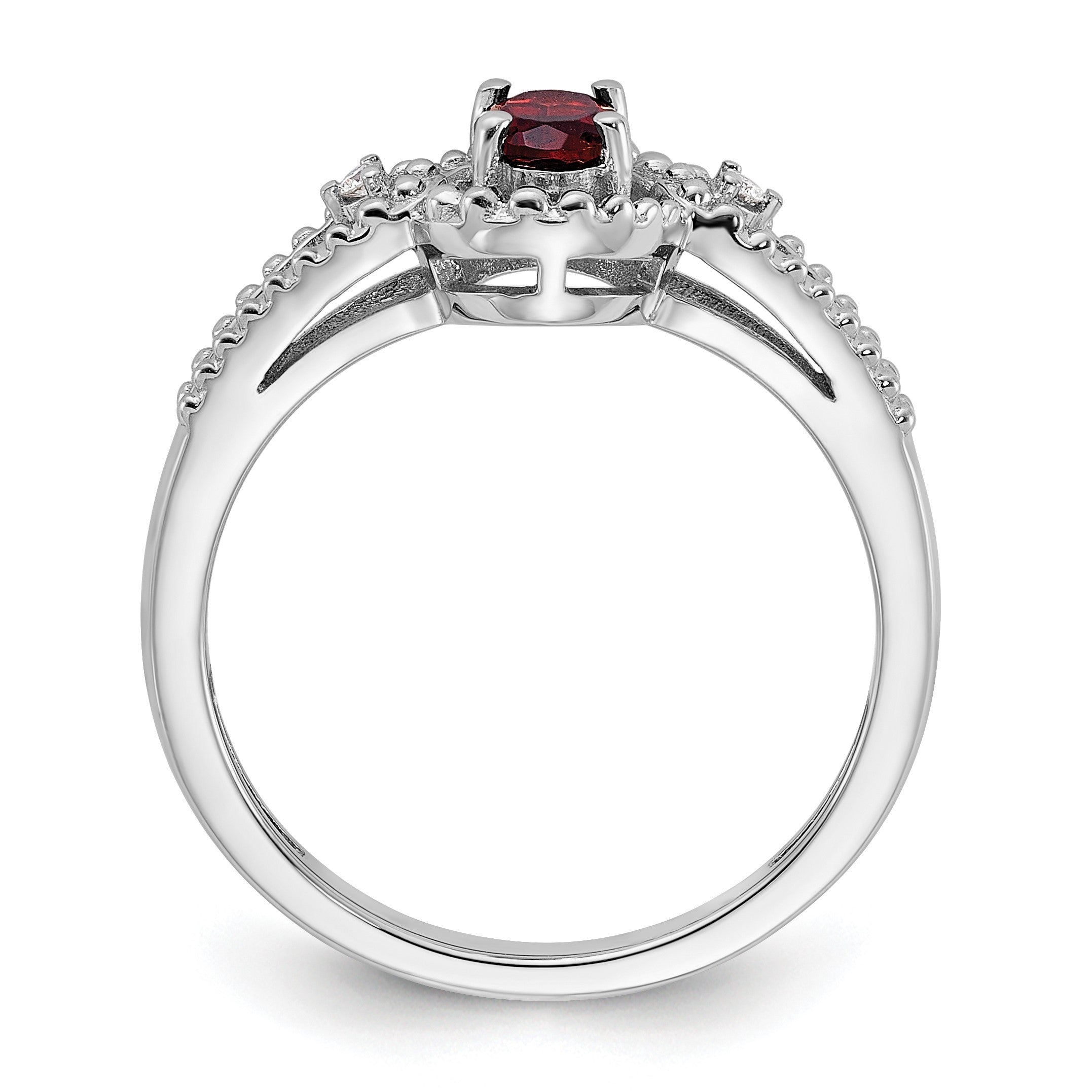 Sterlingsilber Rhodiniert Granat & Diamant. Ring
