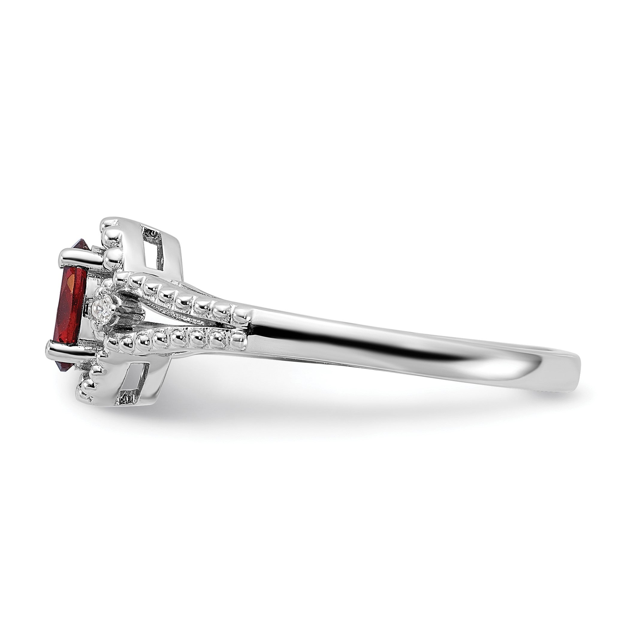 Sterlingsilber Rhodiniert Granat & Diamant. Ring