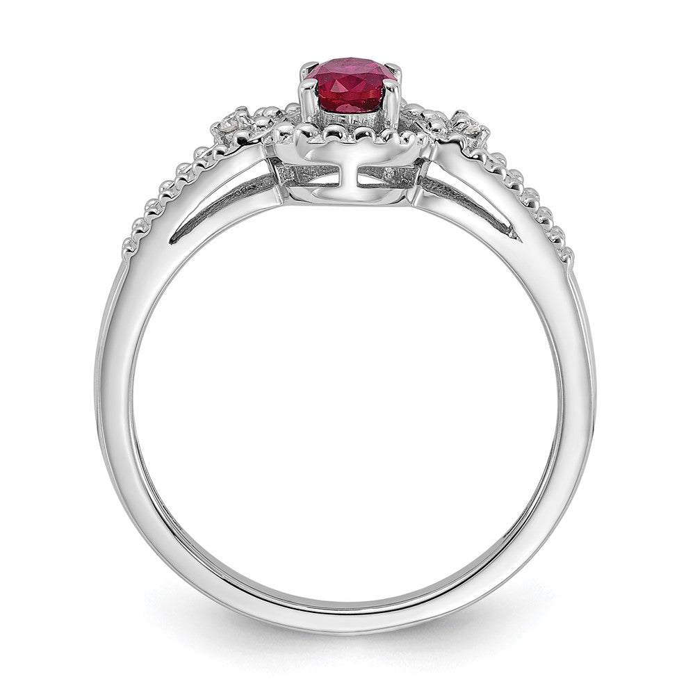 Sterlingsilber Rhodiniert Erzeugt Rubin & Diamant. Ring