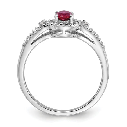 Sterlingsilber Rhodiniert Erzeugt Rubin & Diamant. Ring
