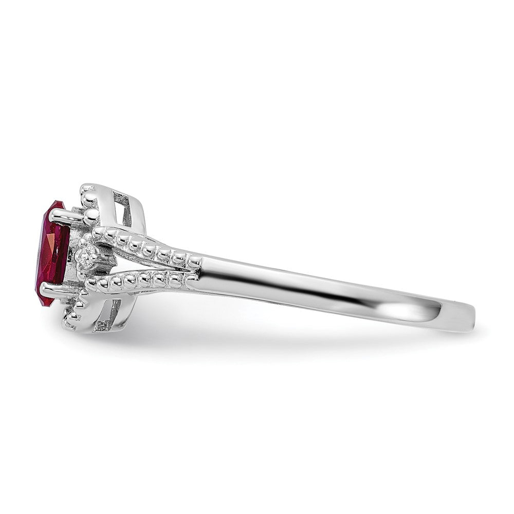 Sterlingsilber Rhodiniert Erzeugt Rubin & Diamant. Ring