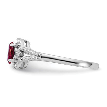 Sterlingsilber Rhodiniert Erzeugt Rubin & Diamant. Ring