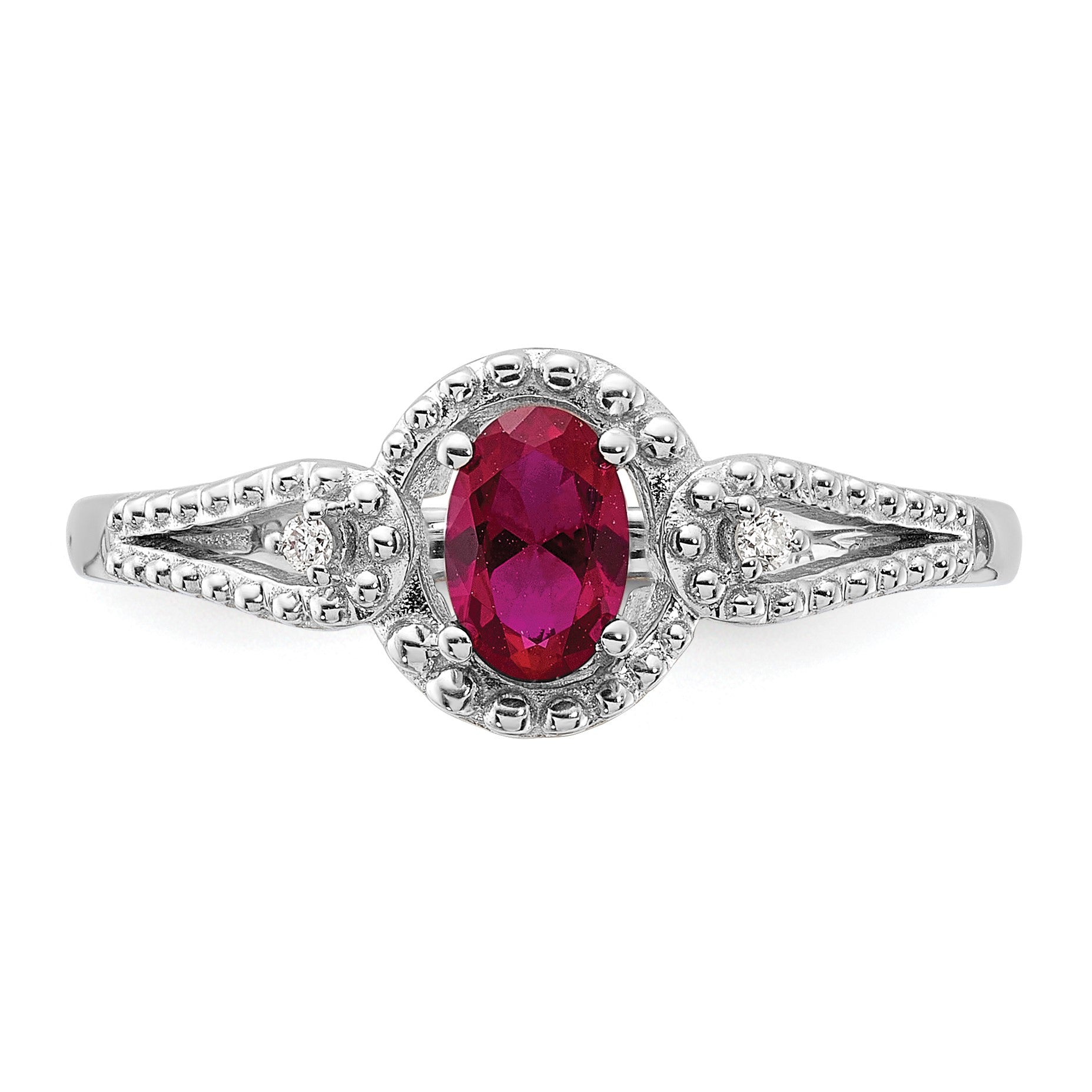 Sterlingsilber Rhodiniert Erzeugt Rubin & Diamant. Ring