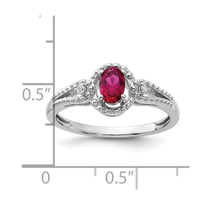 Sterlingsilber Rhodiniert Erzeugt Rubin & Diamant. Ring
