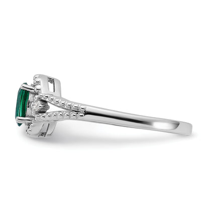 Sterlingsilber Rhodiniert Erzeugt Smaragd & Diamant. Ring