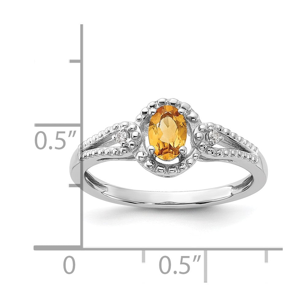 Sterlingsilber Rhodiniert Citrin & Diamant. Ring