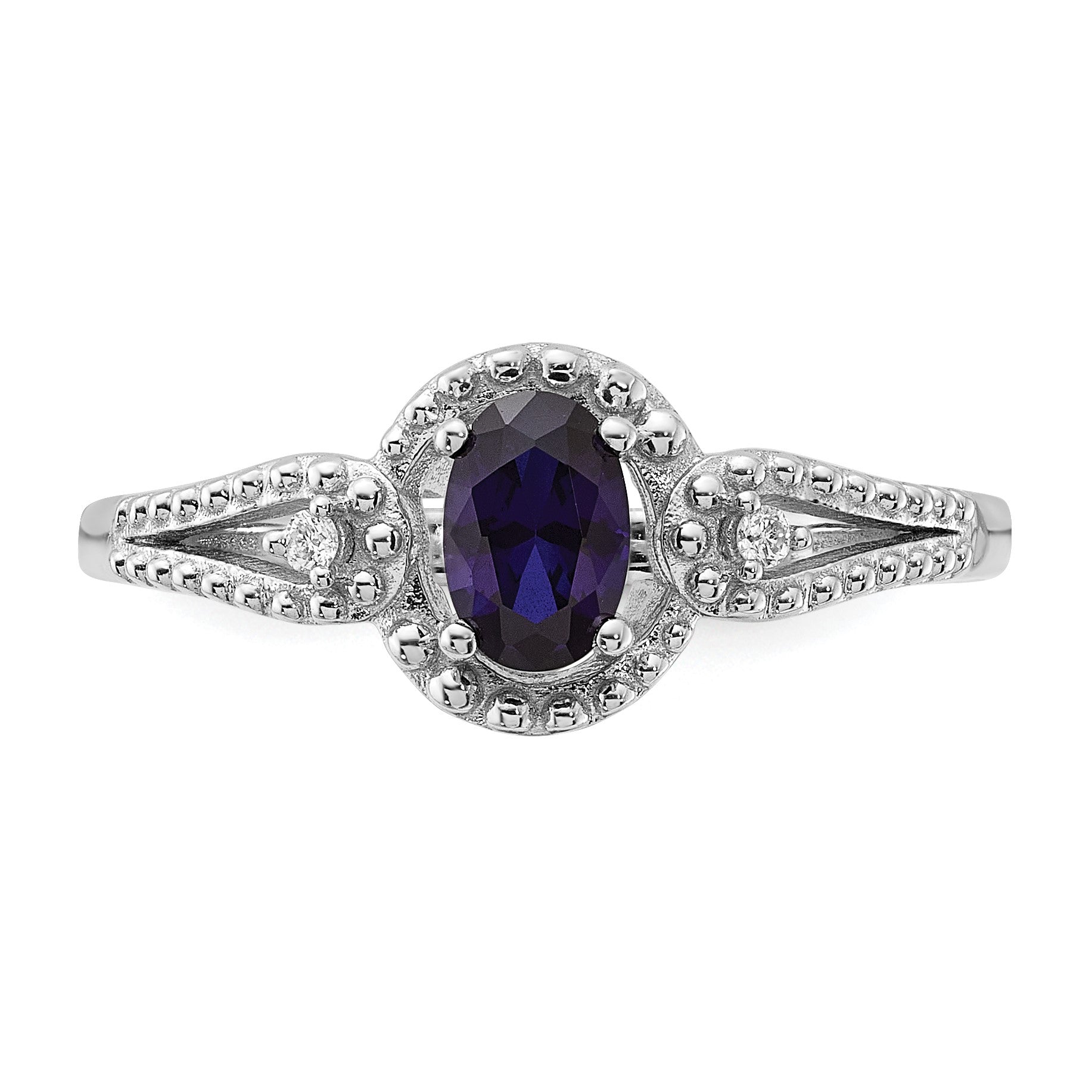 Sterlingsilber Rhodiniert Erzeugt Saphir & Diamant. Ring