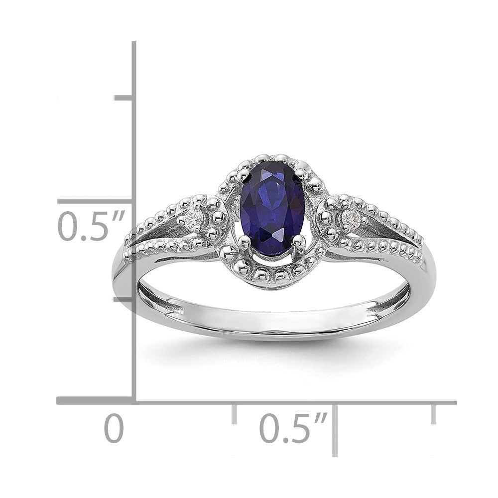 Sterlingsilber Rhodiniert Erzeugt Saphir & Diamant. Ring