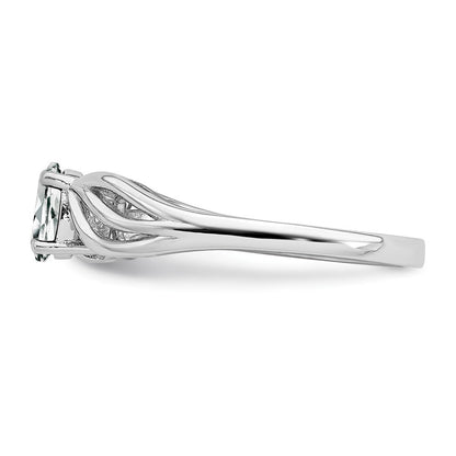 Sterlingsilber Rhodiniert Weiß Topas Ring