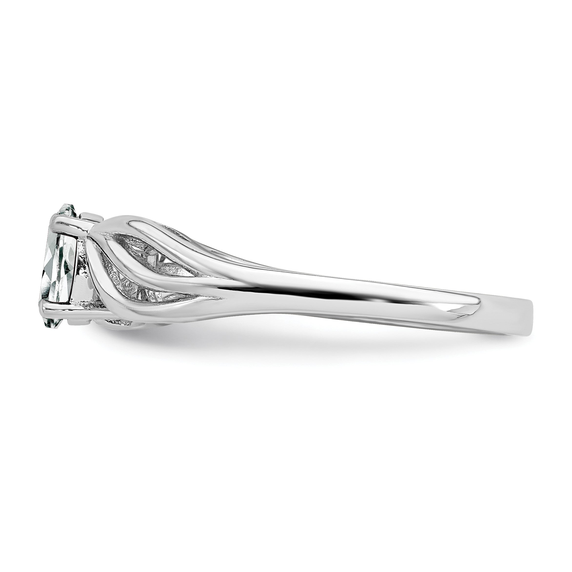 Sterlingsilber Rhodiniert Weiß Topas Ring