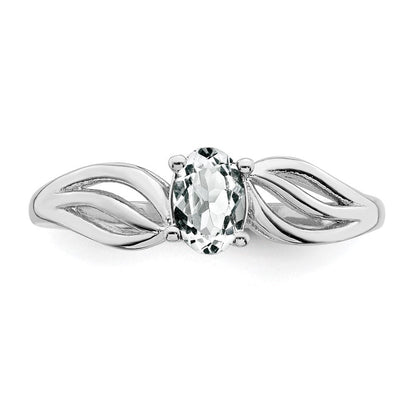 Sterlingsilber Rhodiniert Weiß Topas Ring