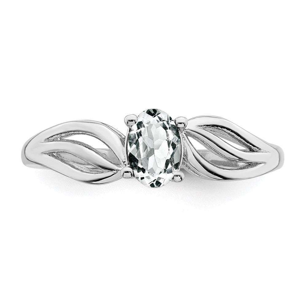 Sterlingsilber Rhodiniert Weiß Topas Ring