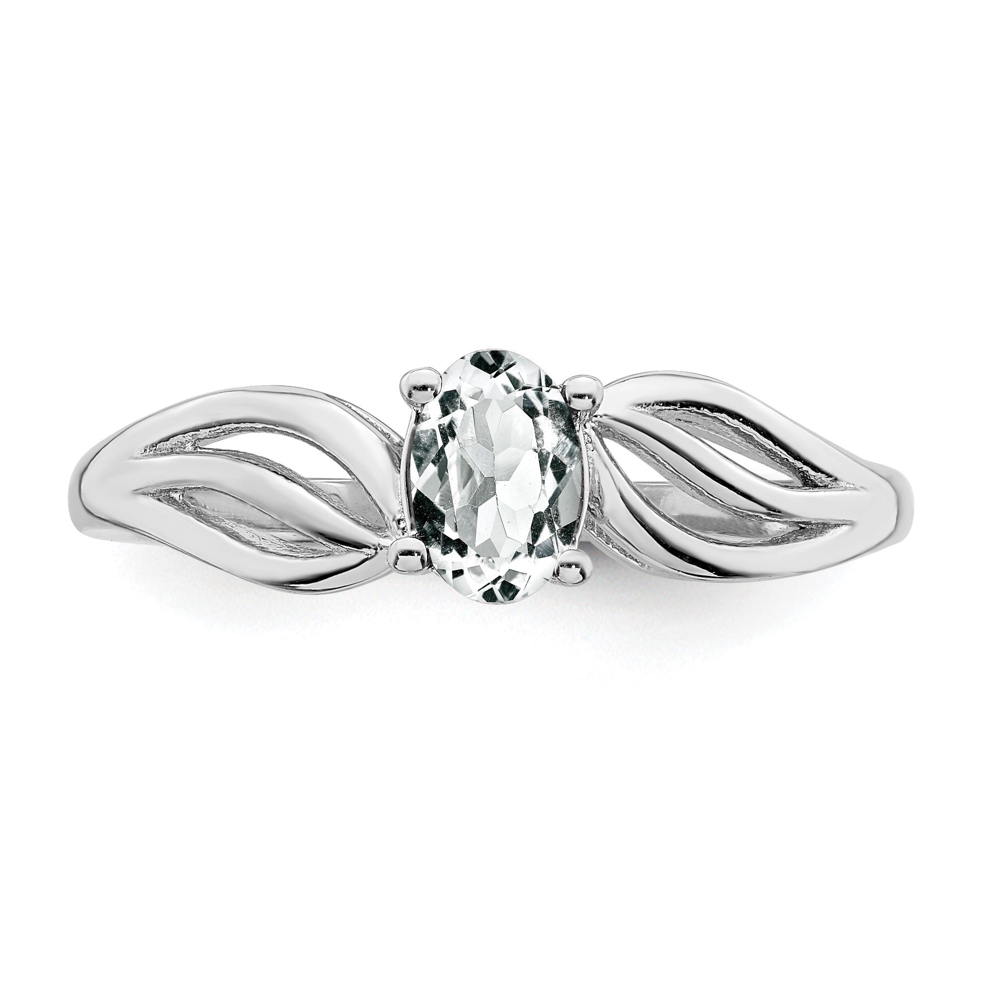 Sterlingsilber Rhodiniert Weiß Topas Ring