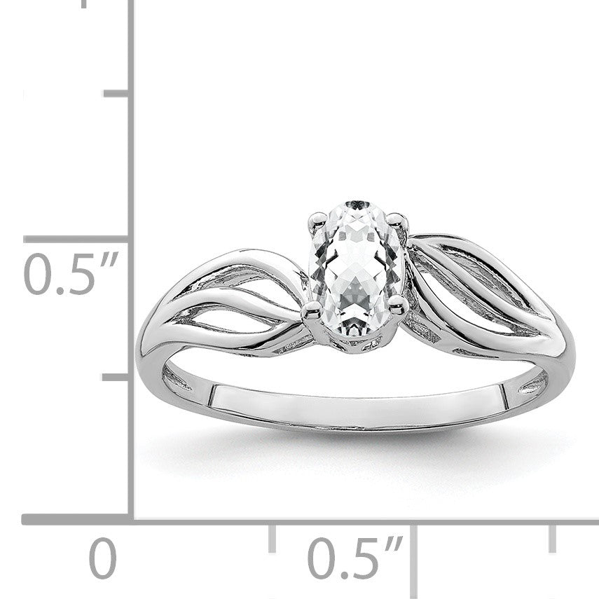 Sterlingsilber Rhodiniert Weiß Topas Ring
