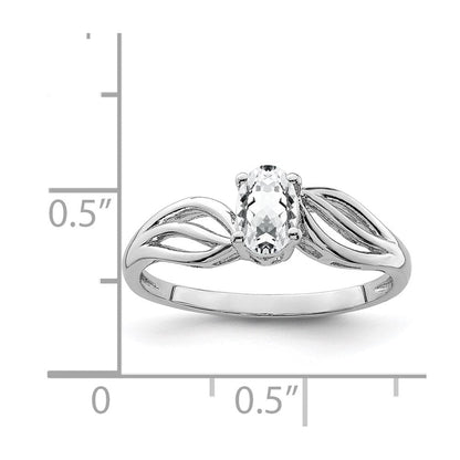 Sterlingsilber Rhodiniert Weiß Topas Ring