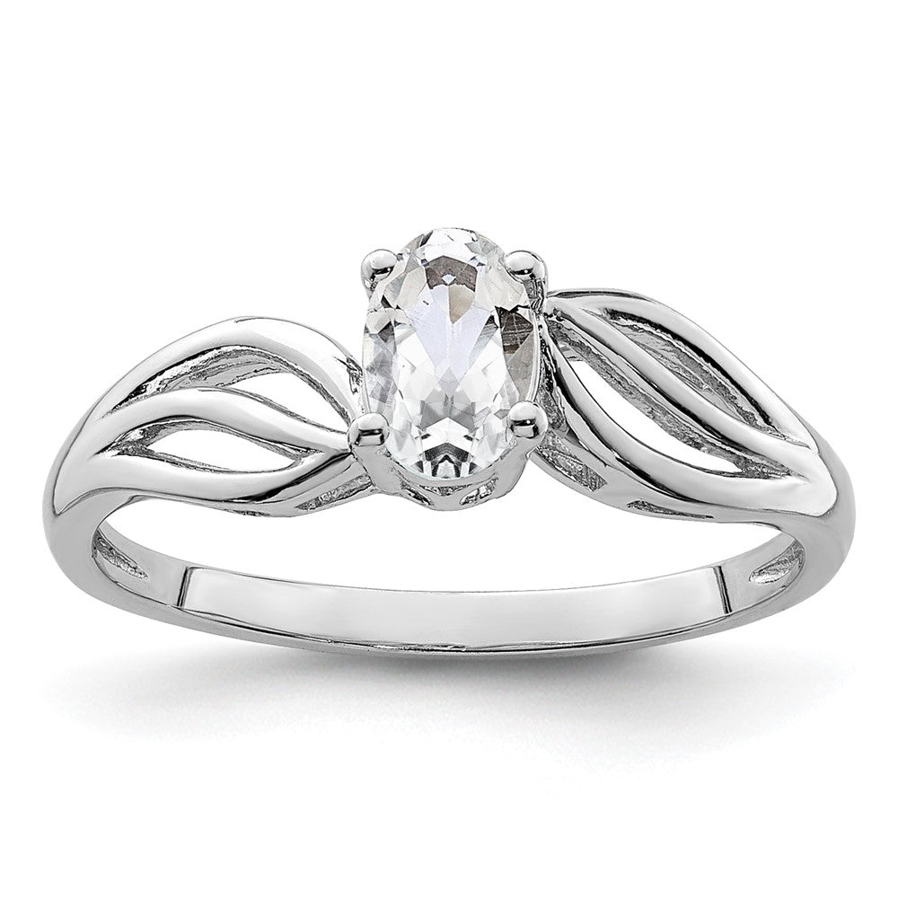 Sterlingsilber Rhodiniert Weiß Topas Ring