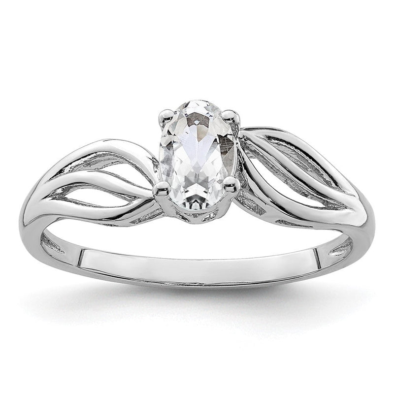 Sterlingsilber Rhodiniert Weiß Topas Ring