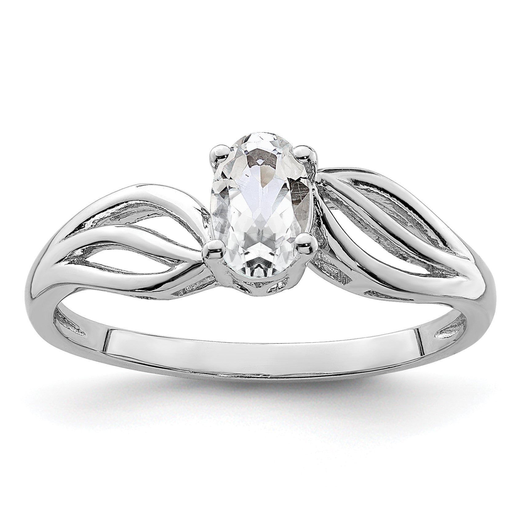 Sterlingsilber Rhodiniert Weiß Topas Ring